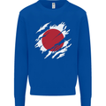 Torn Japan Flag Japanese Day Football Mens Sweatshirt Jumper Royal Blue