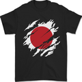 Torn Japan Flag Japanese Day Football Mens T-Shirt 100% Cotton Black