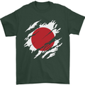 Torn Japan Flag Japanese Day Football Mens T-Shirt 100% Cotton Forest Green