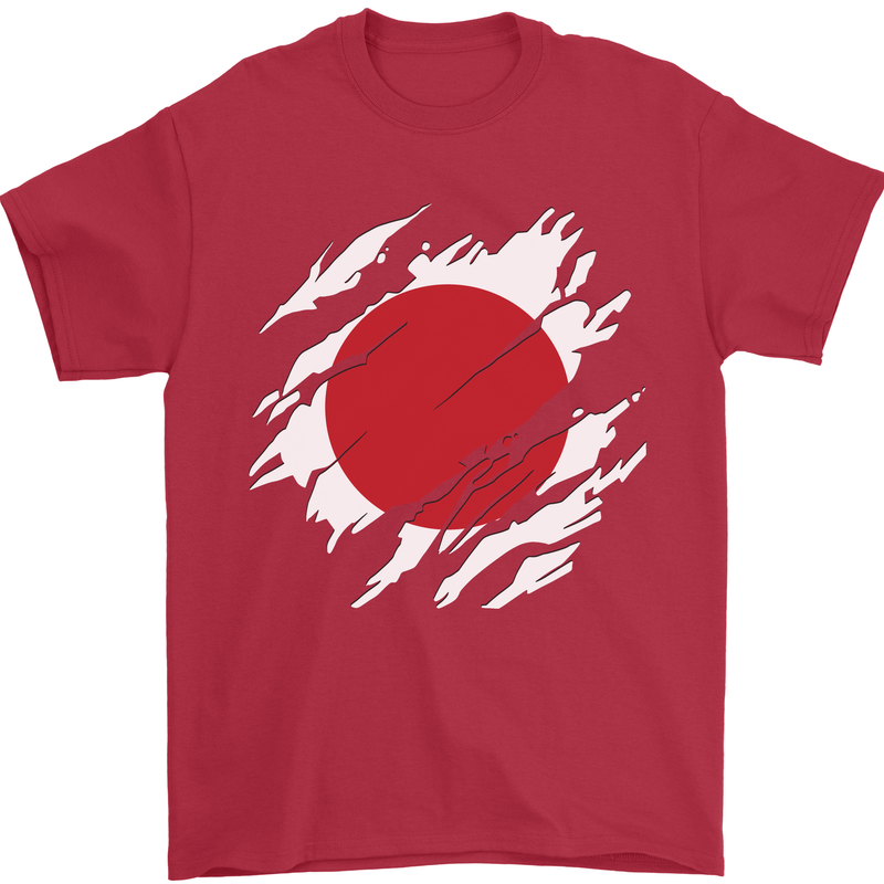 Torn Japan Flag Japanese Day Football Mens T-Shirt 100% Cotton Red