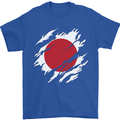 Torn Japan Flag Japanese Day Football Mens T-Shirt 100% Cotton Royal Blue
