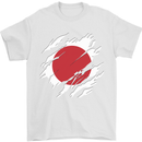 Torn Japan Flag Japanese Day Football Mens T-Shirt 100% Cotton White