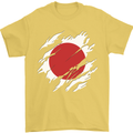 Torn Japan Flag Japanese Day Football Mens T-Shirt 100% Cotton Yellow