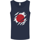 Torn Japan Flag Japanese Day Football Mens Vest Tank Top Navy Blue