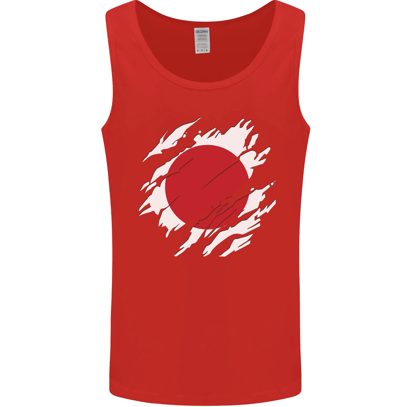 Torn Japan Flag Japanese Day Football Mens Vest Tank Top Red