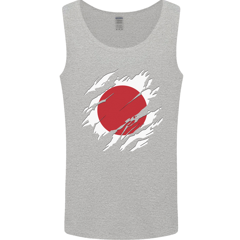 Torn Japan Flag Japanese Day Football Mens Vest Tank Top Sports Grey