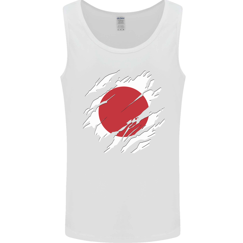 Torn Japan Flag Japanese Day Football Mens Vest Tank Top White