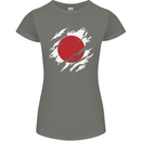Torn Japan Flag Japanese Day Football Womens Petite Cut T-Shirt Charcoal