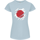 Torn Japan Flag Japanese Day Football Womens Petite Cut T-Shirt Light Blue