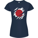 Torn Japan Flag Japanese Day Football Womens Petite Cut T-Shirt Navy Blue