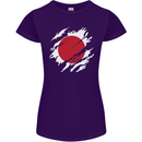 Torn Japan Flag Japanese Day Football Womens Petite Cut T-Shirt Purple
