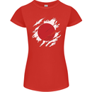 Torn Japan Flag Japanese Day Football Womens Petite Cut T-Shirt Red