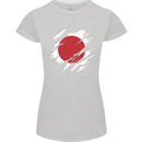 Torn Japan Flag Japanese Day Football Womens Petite Cut T-Shirt Sports Grey