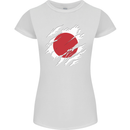 Torn Japan Flag Japanese Day Football Womens Petite Cut T-Shirt White