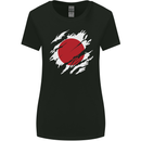 Torn Japan Flag Japanese Day Football Womens Wider Cut T-Shirt Black