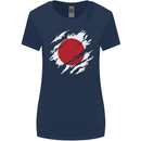 Torn Japan Flag Japanese Day Football Womens Wider Cut T-Shirt Navy Blue