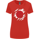 Torn Japan Flag Japanese Day Football Womens Wider Cut T-Shirt Red