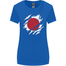 Torn Japan Flag Japanese Day Football Womens Wider Cut T-Shirt Royal Blue