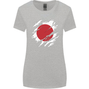 Torn Japan Flag Japanese Day Football Womens Wider Cut T-Shirt Sports Grey