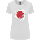 Torn Japan Flag Japanese Day Football Womens Wider Cut T-Shirt White
