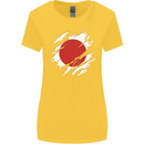 Torn Japan Flag Japanese Day Football Womens Wider Cut T-Shirt Yellow