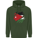 Torn Jordan Flag Jordanian Day Football Childrens Kids Hoodie Forest Green