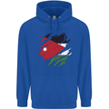 Torn Jordan Flag Jordanian Day Football Childrens Kids Hoodie Royal Blue