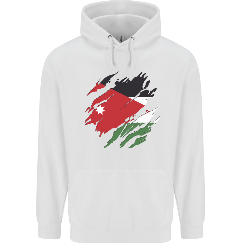 Torn Jordan Flag Jordanian Day Football Childrens Kids Hoodie White