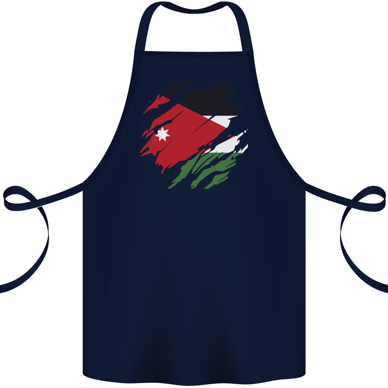 Torn Jordan Flag Jordanian Day Football Cotton Apron 100% Organic Navy Blue