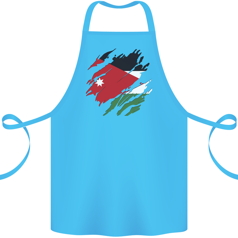 Torn Jordan Flag Jordanian Day Football Cotton Apron 100% Organic Turquoise