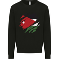 Torn Jordan Flag Jordanian Day Football Kids Sweatshirt Jumper Black