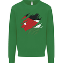 Torn Jordan Flag Jordanian Day Football Kids Sweatshirt Jumper Irish Green