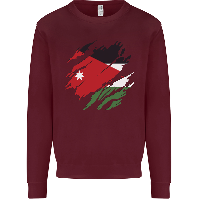 Torn Jordan Flag Jordanian Day Football Kids Sweatshirt Jumper Maroon