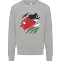 Torn Jordan Flag Jordanian Day Football Kids Sweatshirt Jumper Sports Grey