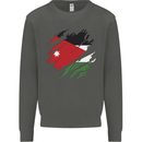 Torn Jordan Flag Jordanian Day Football Kids Sweatshirt Jumper Storm Grey