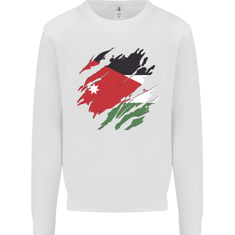 Torn Jordan Flag Jordanian Day Football Kids Sweatshirt Jumper White