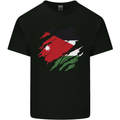 Torn Jordan Flag Jordanian Day Football Kids T-Shirt Childrens Black