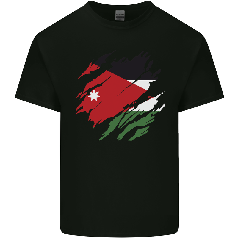 Torn Jordan Flag Jordanian Day Football Kids T-Shirt Childrens Black