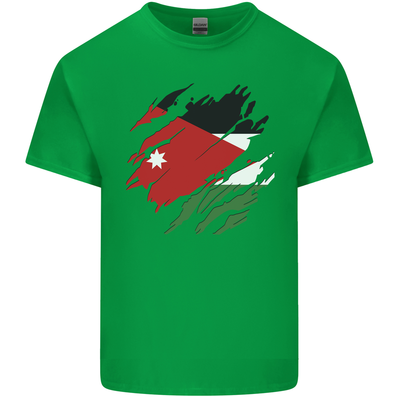 Torn Jordan Flag Jordanian Day Football Kids T-Shirt Childrens Irish Green