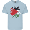 Torn Jordan Flag Jordanian Day Football Kids T-Shirt Childrens Light Blue
