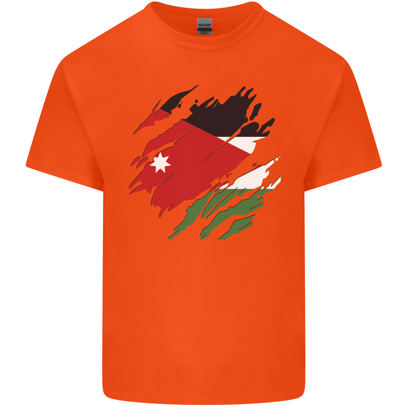 Torn Jordan Flag Jordanian Day Football Kids T-Shirt Childrens Orange