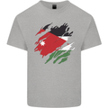 Torn Jordan Flag Jordanian Day Football Kids T-Shirt Childrens Sports Grey