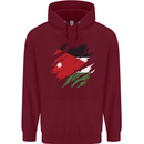 Torn Jordan Flag Jordanian Day Football Mens 80% Cotton Hoodie Maroon