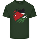 Torn Jordan Flag Jordanian Day Football Mens Cotton T-Shirt Tee Top Forest Green