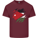 Torn Jordan Flag Jordanian Day Football Mens Cotton T-Shirt Tee Top Maroon