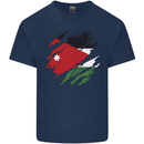 Torn Jordan Flag Jordanian Day Football Mens Cotton T-Shirt Tee Top Navy Blue