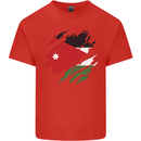 Torn Jordan Flag Jordanian Day Football Mens Cotton T-Shirt Tee Top Red