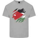 Torn Jordan Flag Jordanian Day Football Mens Cotton T-Shirt Tee Top Sports Grey