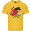 Torn Jordan Flag Jordanian Day Football Mens Cotton T-Shirt Tee Top Yellow