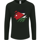 Torn Jordan Flag Jordanian Day Football Mens Long Sleeve T-Shirt Black